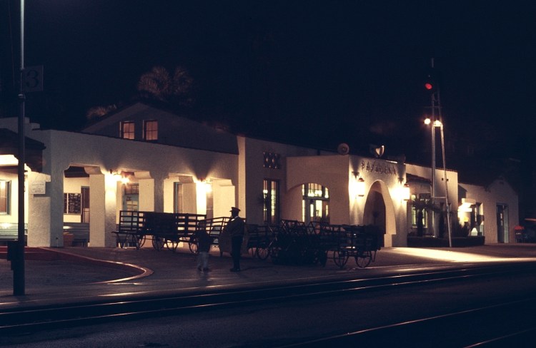 SANTA FE PASADENA DEPOT AT NIGHT